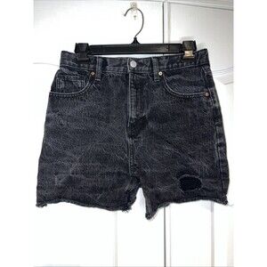Old Navy Girls Size 14 Black Distressed Denim Shorts High Rise Adjustable Waist